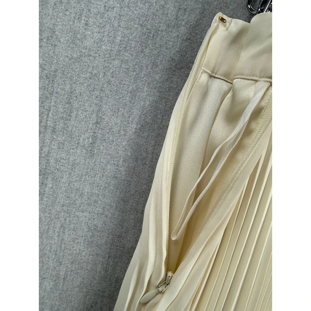 Tory Burch Sunburst Cream Pleated Handkerchief Hem Midi Skirt 74980 Womens Sz 6‎